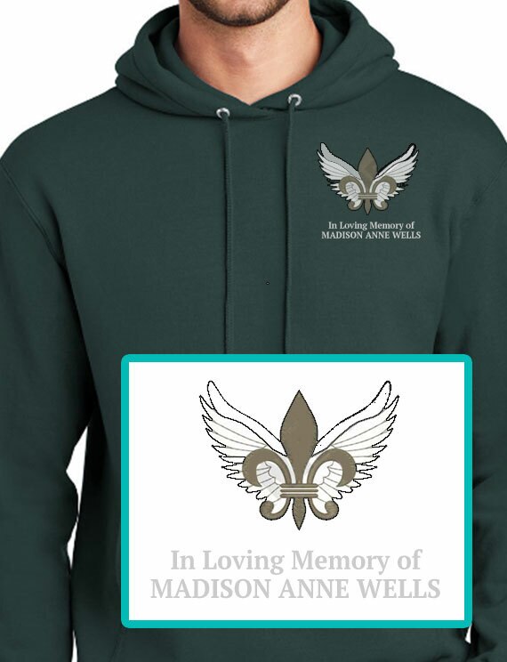 Fleur Di Lis Embroidery Fleece Hooded Memorial Sweatshirt (Ladies-Men).