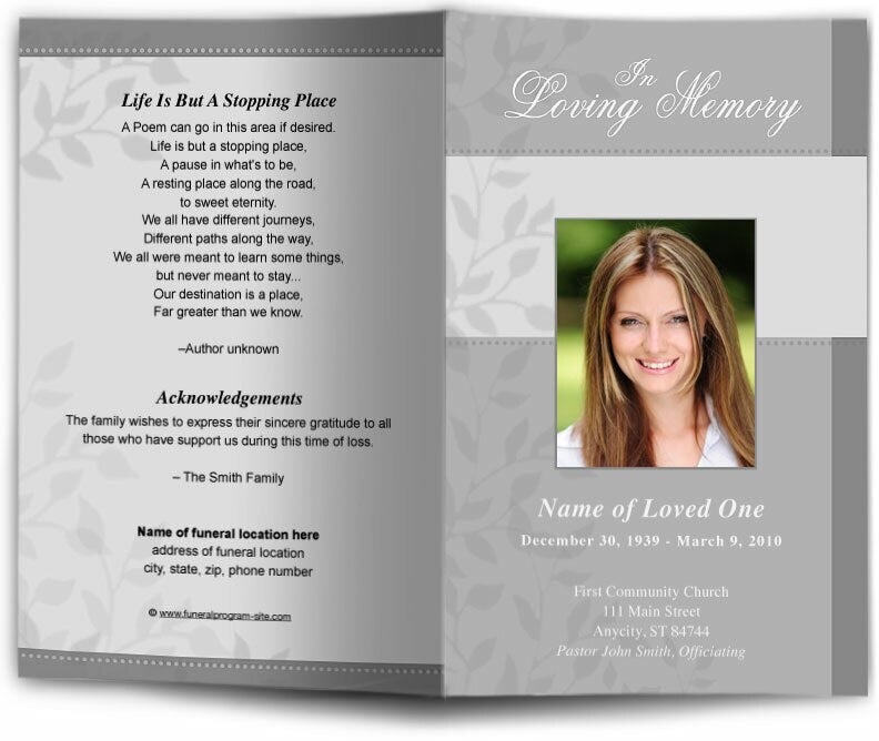 Ambience Funeral Program Template.