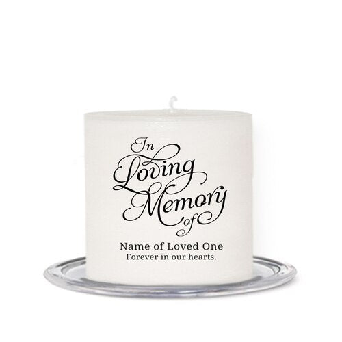 Loving Personalized Small Wax Memorial Candle.