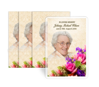 Golden Bouquet Funeral Prayer Card Design & Print (Pack of 50).