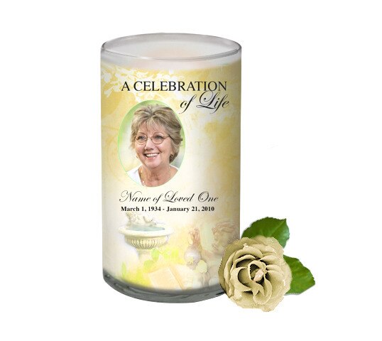 Cherub Personalized Glass Memorial Candle.