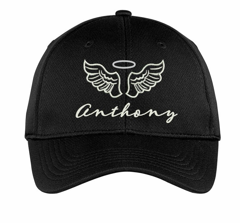 Personalized Angel Wings In Memory Of Baseball Cap.