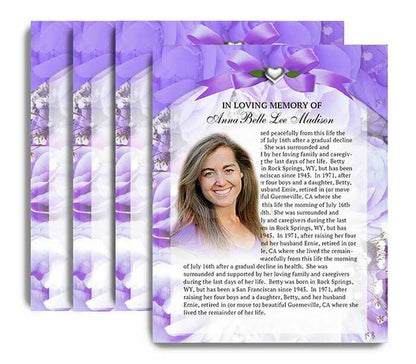 Amethyst Funeral Flyer Design & Print (Pack of 50).