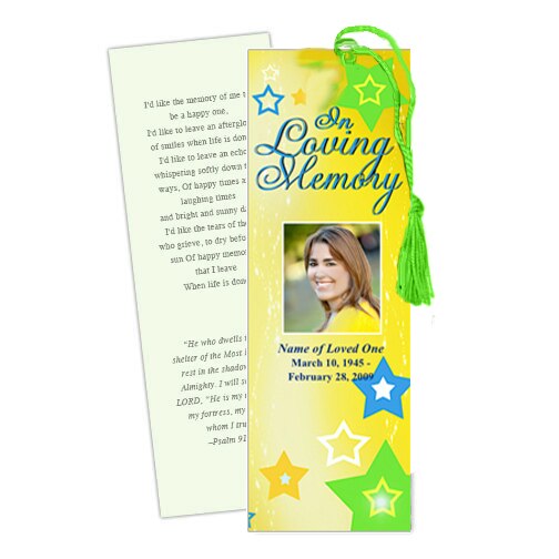 Starry Memorial Bookmark Template.