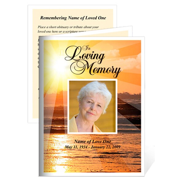 Sunrise Small Memorial Funeral Card Template