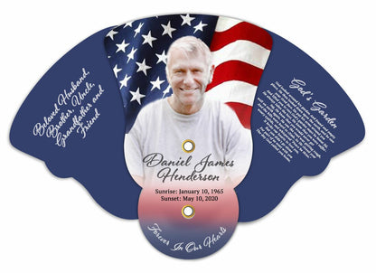 US Flag Memorial Custom Folding Hand Held Fan (Pack of 10).