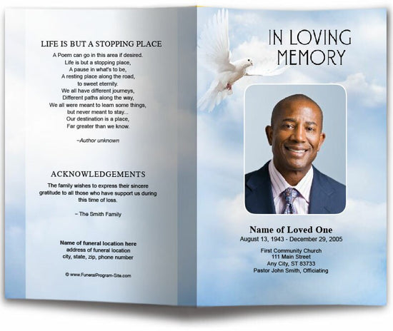 Dove of Peace Funeral Program Template – The Funeral Program Site