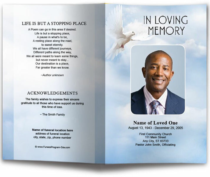 Dove of Peace Funeral Program Template – The Funeral Program Site