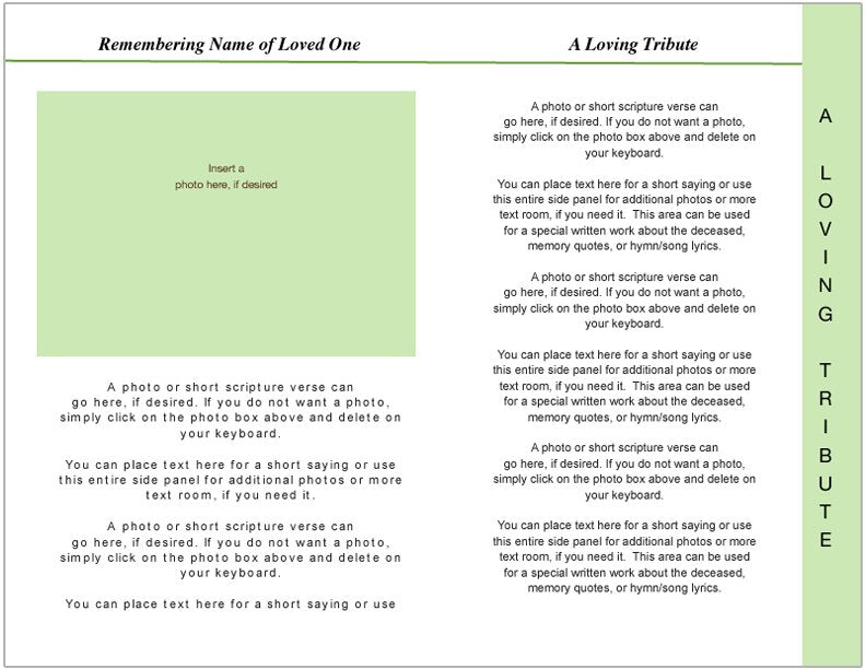 Garden 8-Sided Graduated Funeral Program Template.