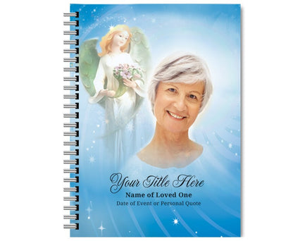 Angelica Spiral Wire Bind Memorial Funeral Guest Book.