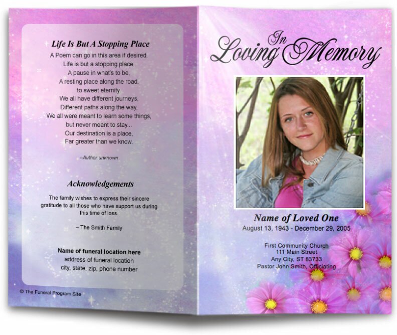 Sparkle Funeral Program Template | DIY Funeral Programs – The Funeral ...