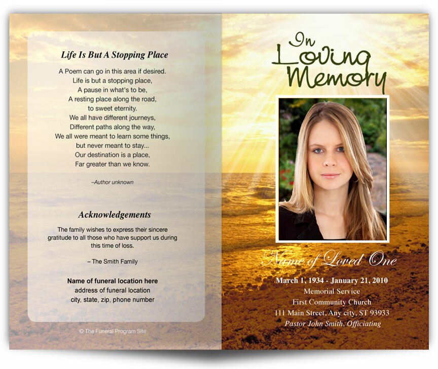 Shine Funeral Program Template.