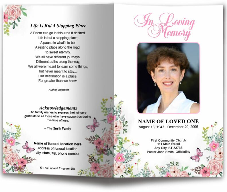 Charisma Watercolor Funeral Program Template.