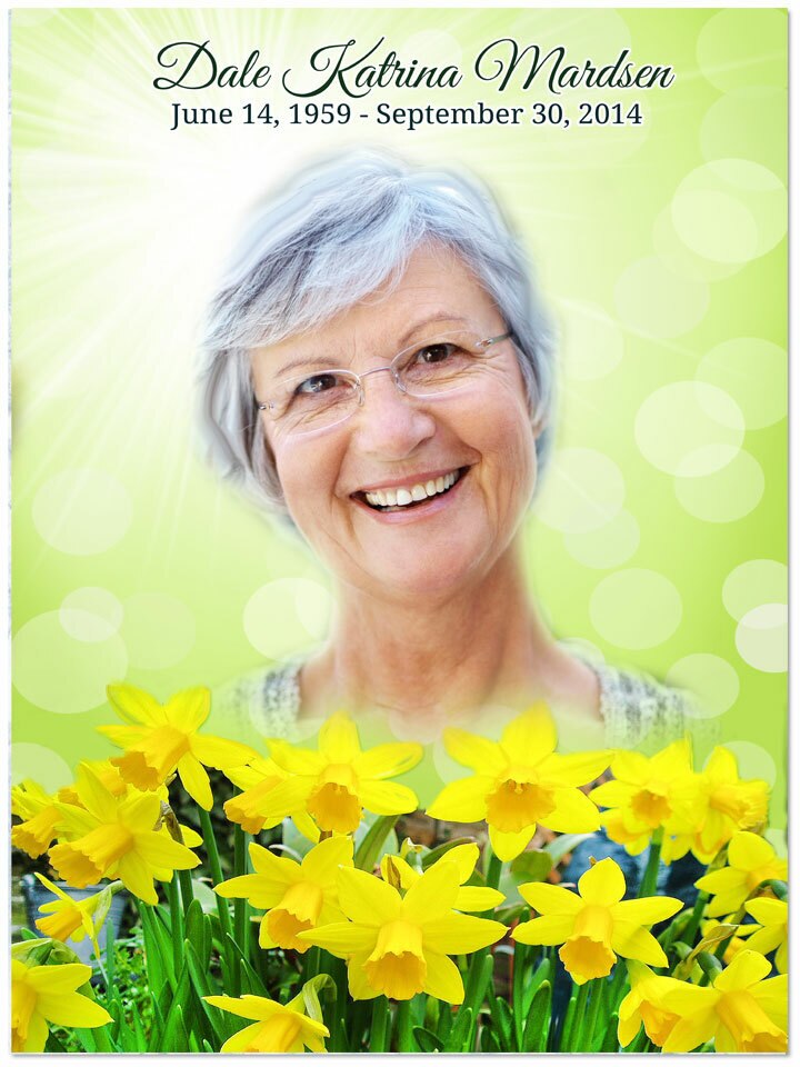 Daffodils Funeral Memorial Poster Portrait.