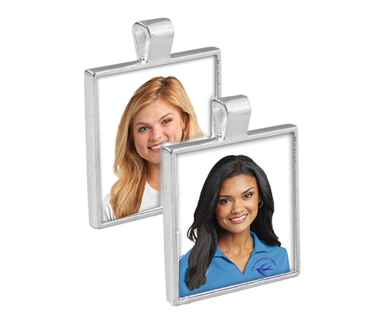 Personalized Square Bezel In Loving Memory Photo Pendant.