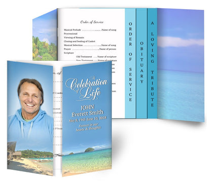 Tropical Gatefold-Graduated Combo Funeral Program Design & Print (Pack of 50).