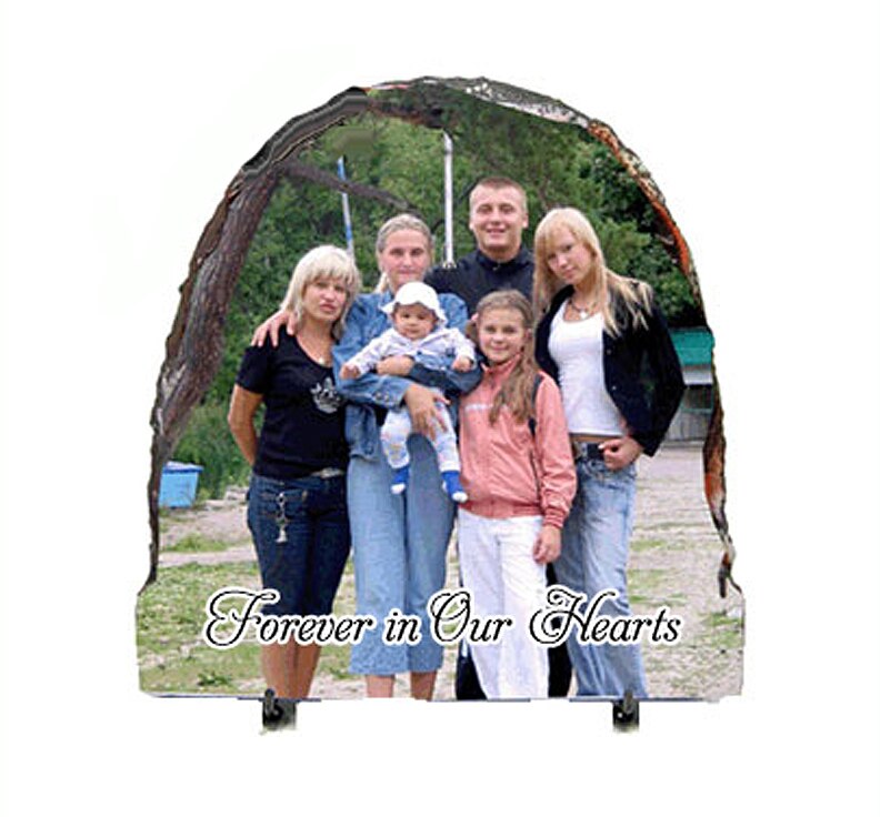 Half Oval Memorial Slate Stone Plaque with Stand.