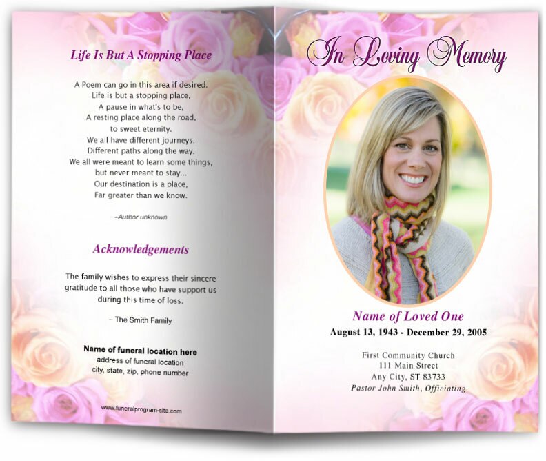 Coral Funeral Program Template | Funeral Programs Site – The Funeral ...