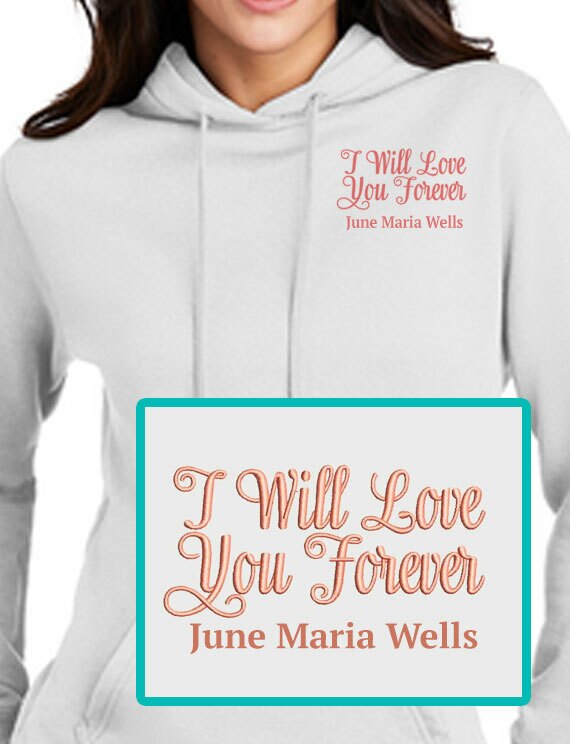 Love Forever Embroidery Fleece Hooded Memorial Sweatshirt (Ladies-Men).