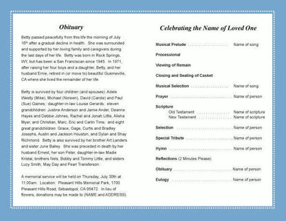 Skiing Funeral Program Template.