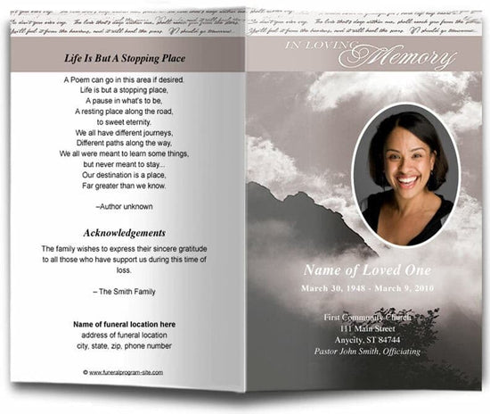 Mountain Funeral Program Template 