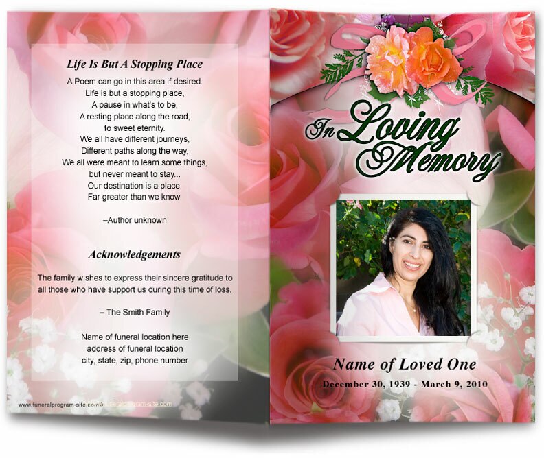 Rosy Funeral Program Template | DIY Funeral Programs – The Funeral ...