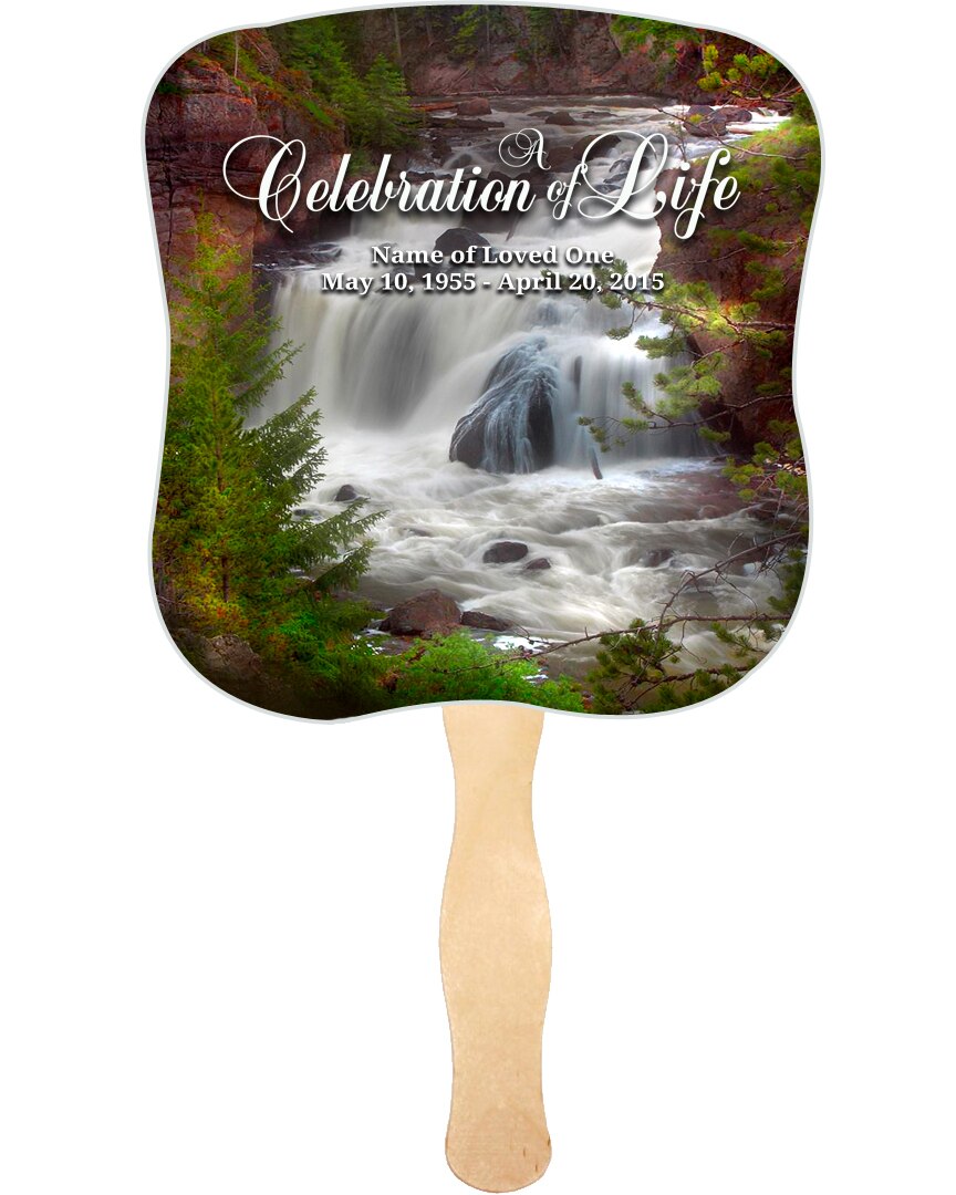 Graceful Cardstock Memorial Fan With Wooden Handle (Pack of 10).