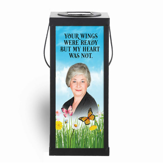 Wings Ready Solar Powered Photo Memorial Lantern.