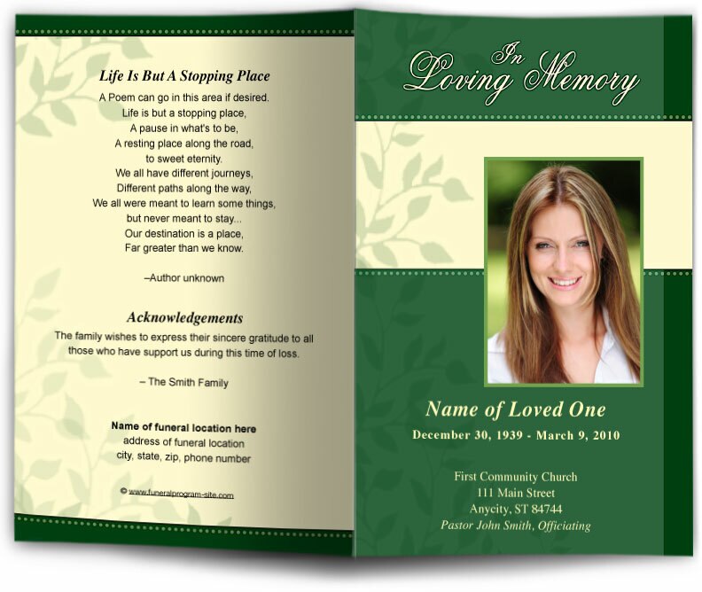 Ambience Funeral Program Template.