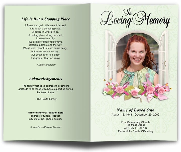 Window Funeral Program Template.