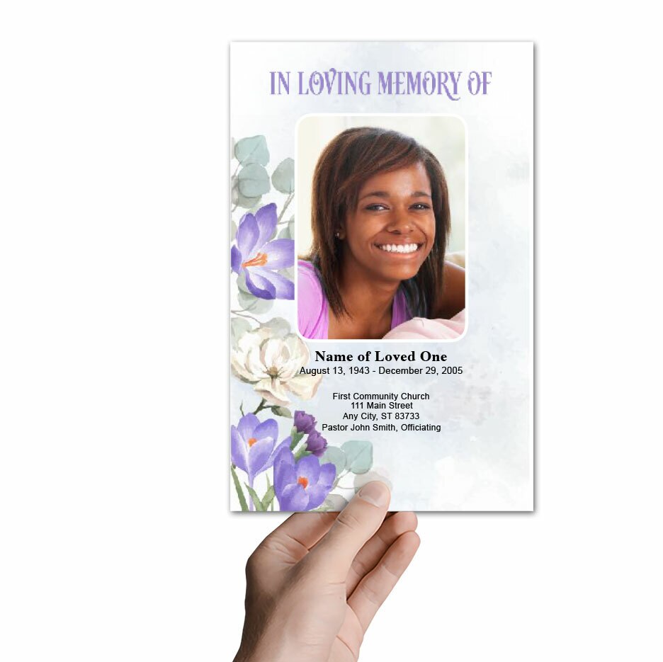 Freesia Watercolor Funeral Program Template.