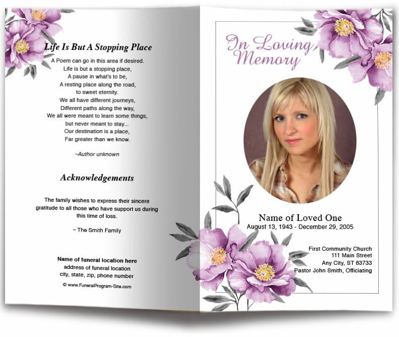 Plum Funeral Program Template - Funeral Programs – The Funeral Program Site