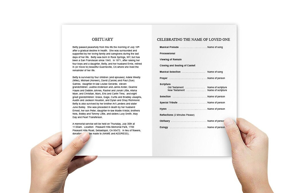 Duo Photo Funeral Program Template.