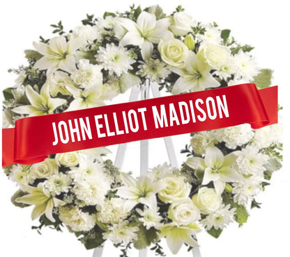 Personalized Name Funeral Ribbon Banner For Flowers.