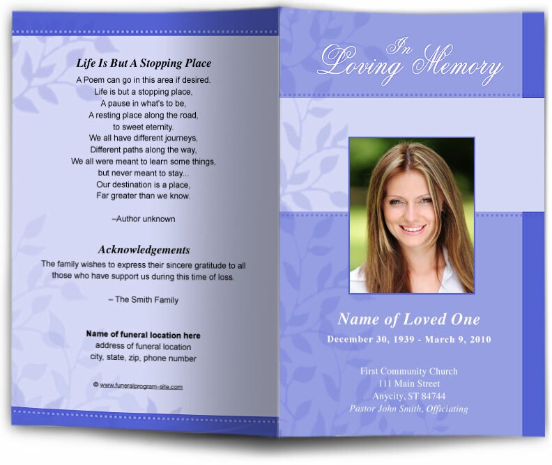 Ambience Funeral Program Template.