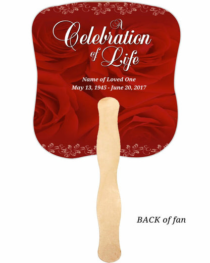 Passion Cardstock Memorial Fan With Wooden Handle (Pack of 10).