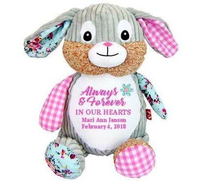 Harlequin Bunny Memorial Stuffed Animal-Urn.