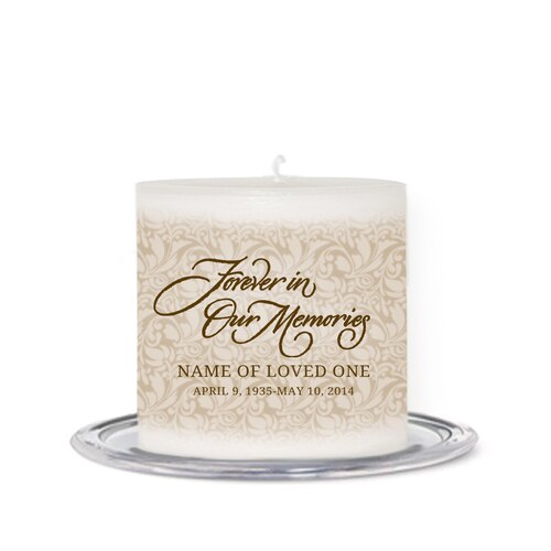 Sandstone Personalized Small Wax Memorial Candle.