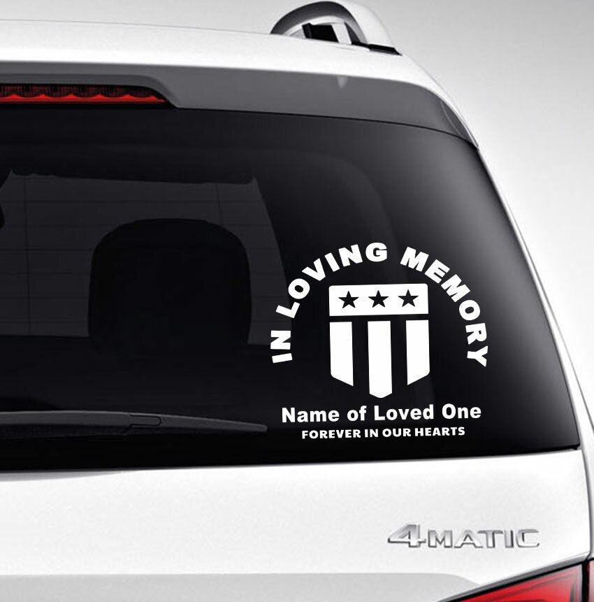 Flag In Loving Memory Car Decal.