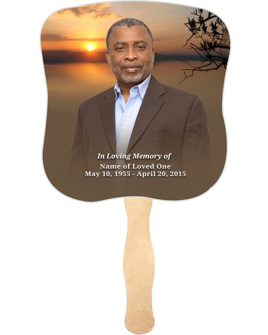 Kenya Cardstock Memorial Fan With Wooden Handle (Pack of 10).