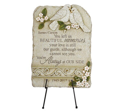 Personalized Peaceful LoveBirds Memorial Garden Plaque.