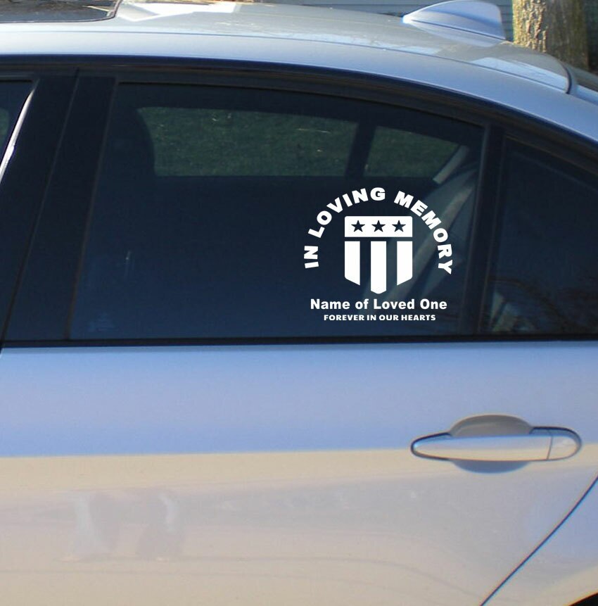 Flag In Loving Memory Car Decal.