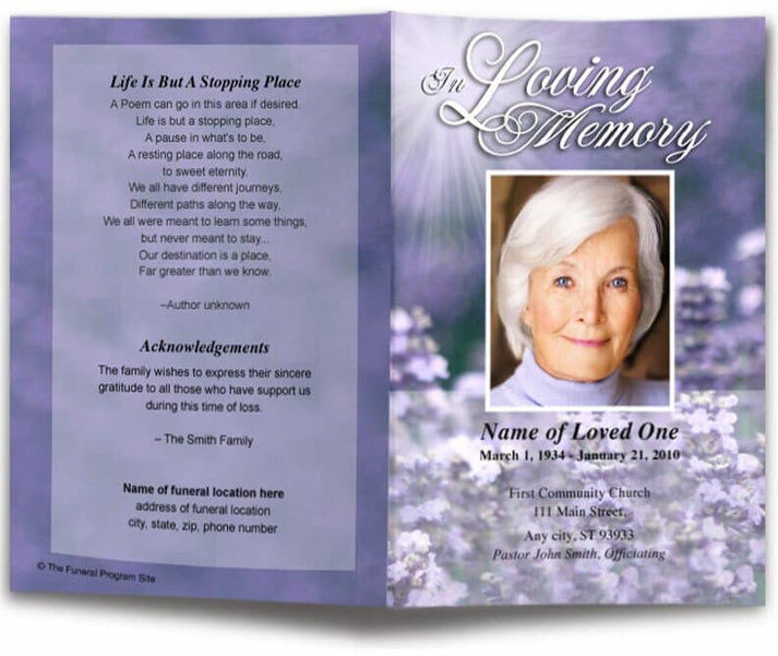 Lilac Funeral Program Template - Funeral Program Site – The Funeral ...