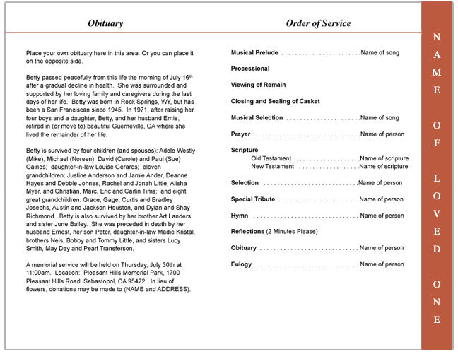 Impala 4 - Sided Graduated Funeral Program Template - The Funeral Program Site