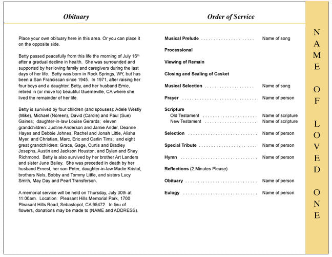 Imperial 4 - Sided Graduated Funeral Program Template - The Funeral Program Site