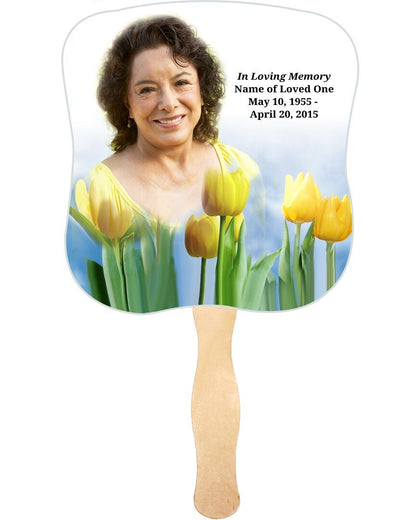 Inspire Cardstock Memorial Fan With Wooden Handle (Pack of 10) - The Funeral Program Site