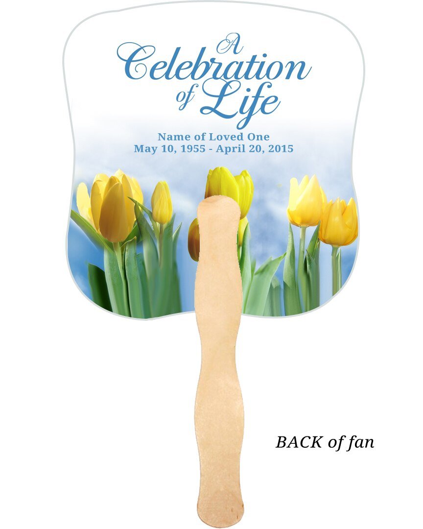 Inspire Cardstock Memorial Fan With Wooden Handle (Pack of 10) - The Funeral Program Site