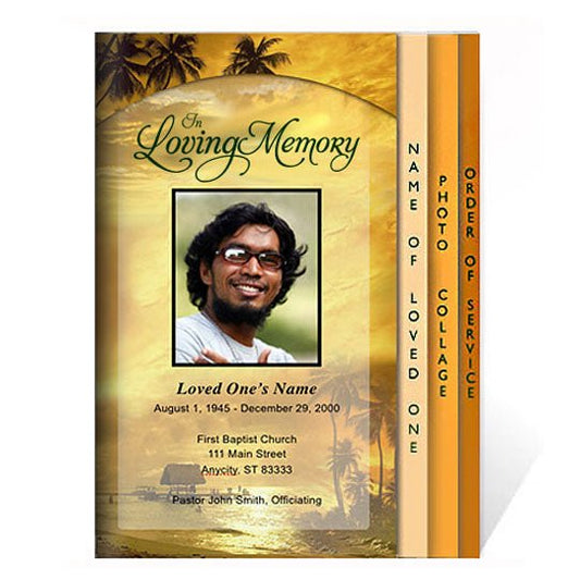 Island 8 - Sided Funeral Graduated Program Template - The Funeral Program Site