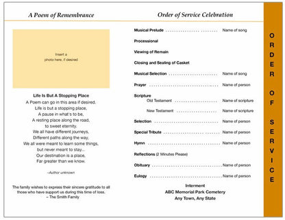 Island 8 - Sided Funeral Graduated Program Template - The Funeral Program Site