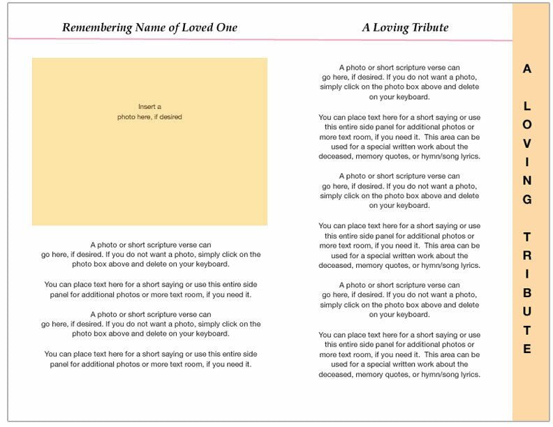 Island 8 - Sided Funeral Graduated Program Template - The Funeral Program Site